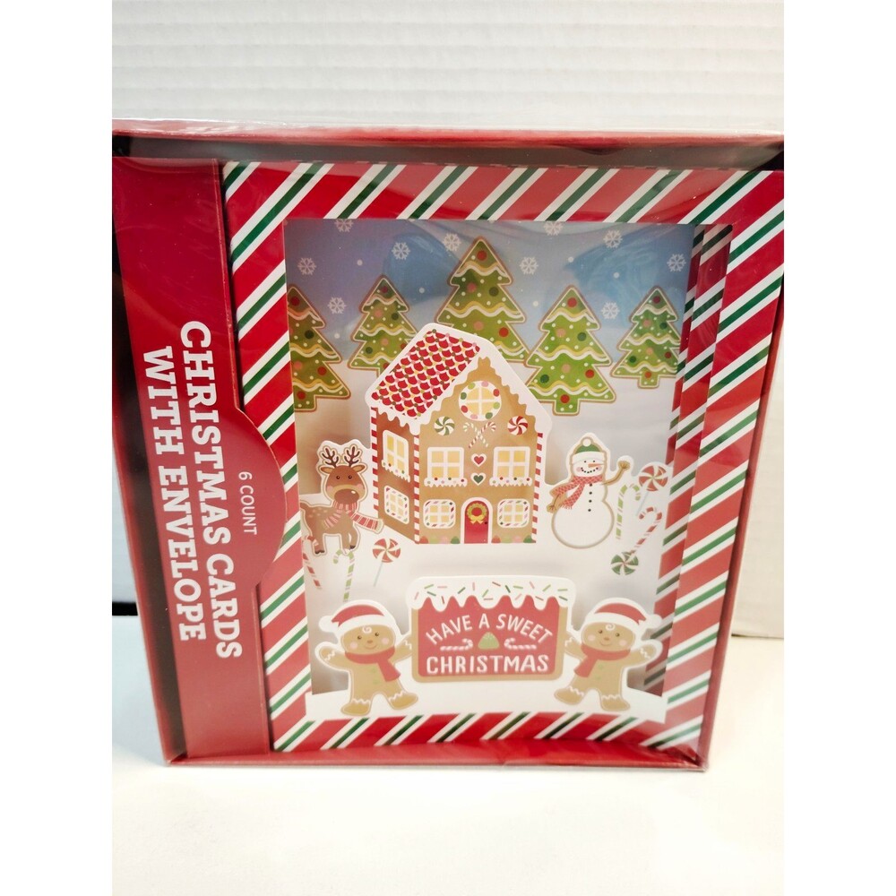Holiday Style Christmas Folded Greeting Cards w/ Envelopes 6ct Gingerbread